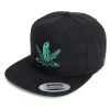 HFG - Green Fish Embroidered Black Snapback Flatbill Hat