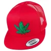 HFG - Green Fish Red Snapback Flatbill Trucker Hat