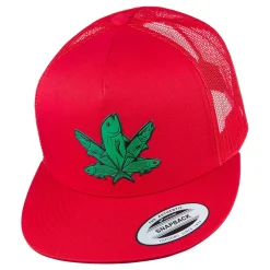 HFG - Green Fish Red Snapback Flatbill Trucker Hat